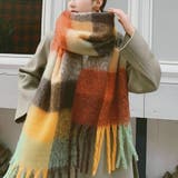 ふわっと包まれる冬のおしゃれマルチチェックマフラー ストール フリンジ | maison de LATIR | 詳細画像1 