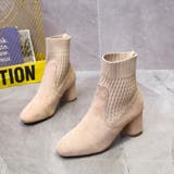 優しい肌あたりが心地よいニット切り替えショートブーツ ニットブーツ ヒールブーツ | maison de LATIR | 詳細画像7 