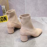 優しい肌あたりが心地よいニット切り替えショートブーツ ニットブーツ ヒールブーツ | maison de LATIR | 詳細画像8 