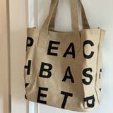 ベージュ | 英字プリントがポイントのトートバッグ キャンバストートバッグ マザーバッグ | maison de LATIR