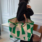 グリーン | コーデのアクセントにぴったりな全面プリントデザインキャンバストートバッグ 大容量 | maison de LATIR