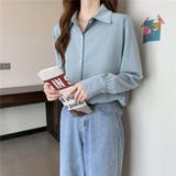 ブルー | ルーズシルエットがオシャレなカラーシフォンシャツ 冬 シャツ | maison de LATIR