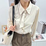 エレガントなバイカラーボウタイデザインブラウス 冬 外国風 | maison de LATIR | 詳細画像3 