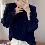夏服シアー素材シャーリングブラウス立体感袖。フリルトップスで上品見えオフィスカジ… | maison de LATIR | 詳細画像10