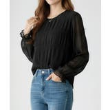 夏服シアー素材シャーリングブラウス立体感袖。フリルトップスで上品見えオフィスカジ… | maison de LATIR | 詳細画像17