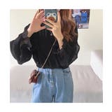夏服シアー素材シャーリングブラウス立体感袖。フリルトップスで上品見えオフィスカジ… | maison de LATIR | 詳細画像5
