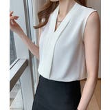 エレガントなコーデに仕上がるノースリーブシフォンブラウス Vネック 秋 | maison de LATIR | 詳細画像5