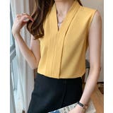 エレガントなコーデに仕上がるノースリーブシフォンブラウス Vネック 秋 | maison de LATIR | 詳細画像12