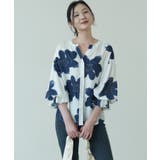 シックなカラーが大人っぽいバルーンスリーブ花柄シフォンブラウス 夏 夏 | maison de LATIR | 詳細画像12