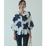 シックなカラーが大人っぽいバルーンスリーブ花柄シフォンブラウス 夏 夏 | maison de LATIR | 詳細画像15