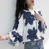 シックなカラーが大人っぽいバルーンスリーブ花柄シフォンブラウス 夏 夏 | maison de LATIR | 詳細画像35