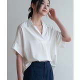 自然なVライン大人キレイめフレンチスリーブカラーシャツ カジュアルコーデ | maison de LATIR | 詳細画像2