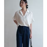自然なVライン大人キレイめフレンチスリーブカラーシャツ カジュアルコーデ | maison de LATIR | 詳細画像3