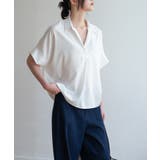 自然なVライン大人キレイめフレンチスリーブカラーシャツ カジュアルコーデ | maison de LATIR | 詳細画像4