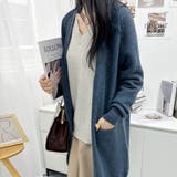 ネイビー | ロング丈の綺麗めカーディガン 女性らしい 冬物 | maison de LATIR