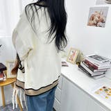 オーバーサイズのVネックカーディガン 配色ライン 個性的 | maison de LATIR | 詳細画像16