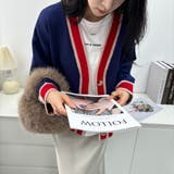 オーバーサイズのVネックカーディガン 配色ライン 個性的 | maison de LATIR | 詳細画像19