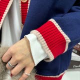 オーバーサイズのVネックカーディガン 配色ライン 個性的 | maison de LATIR | 詳細画像24