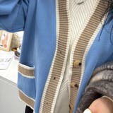 オーバーサイズのVネックカーディガン 配色ライン 個性的 | maison de LATIR | 詳細画像30