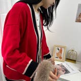オーバーサイズのVネックカーディガン 配色ライン 個性的 | maison de LATIR | 詳細画像36