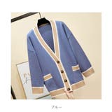 オーバーサイズのVネックカーディガン 配色ライン 個性的 | maison de LATIR | 詳細画像48