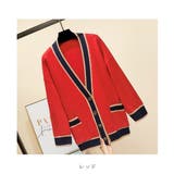 オーバーサイズのVネックカーディガン 配色ライン 個性的 | maison de LATIR | 詳細画像50