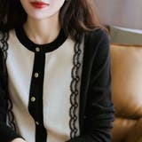 バイカラーレースカーディガン カーディガン バイカラー | maison de LATIR | 詳細画像10 