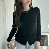 ブラック | 冬に使えるシンプルながらもトレンド感もあるクルーネックカーディガン トップス 羽… | maison de LATIR