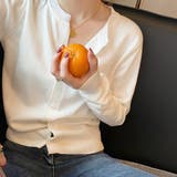 エクリュ | 冬に使えるシンプルながらもトレンド感もあるクルーネックカーディガン トップス 羽… | maison de LATIR