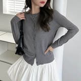 グレー | 冬に使えるシンプルながらもトレンド感もあるクルーネックカーディガン トップス 羽… | maison de LATIR