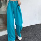 ターコイズ | ウエストフックルーズデニム ゆったり ストレートパンツ | maison de LATIR