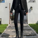 ブラック | 動きやすさ抜群のハイウエストタイトデニム ジーンズ ボトムス | maison de LATIR