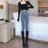 ウエストinがお洒落なハイウエストタイトジーンズ デニム スキニーパンツ | maison de LATIR | 詳細画像12 