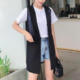 ブラック | いつものコーデにプラスするだけでお洒落なノースリーブジレ ベスト 羽織 | maison de LATIR