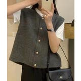 柔らかな生地でフレンチカジュアルを楽しめるノーカラーベスト トップス アウター | maison de LATIR | 詳細画像3