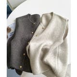 柔らかな生地でフレンチカジュアルを楽しめるノーカラーベスト トップス アウター | maison de LATIR | 詳細画像31
