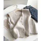 柔らかな生地でフレンチカジュアルを楽しめるノーカラーベスト トップス アウター | maison de LATIR | 詳細画像33