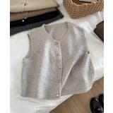 柔らかな生地でフレンチカジュアルを楽しめるノーカラーベスト トップス アウター | maison de LATIR | 詳細画像34