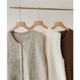 柔らかな生地でフレンチカジュアルを楽しめるノーカラーベスト トップス アウター | maison de LATIR | 詳細画像37
