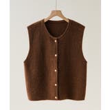 柔らかな生地でフレンチカジュアルを楽しめるノーカラーベスト トップス アウター | maison de LATIR | 詳細画像38