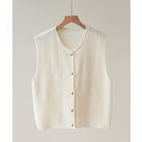柔らかな生地でフレンチカジュアルを楽しめるノーカラーベスト トップス アウター | maison de LATIR | 詳細画像47