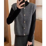 柔らかな生地でフレンチカジュアルを楽しめるノーカラーベスト トップス アウター | maison de LATIR | 詳細画像5