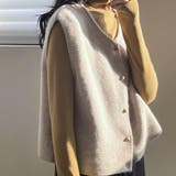 柔らかな生地でフレンチカジュアルを楽しめるノーカラーベスト トップス アウター | maison de LATIR | 詳細画像6