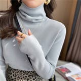 ブルー | 程よいフィット感が上品なハイネックニット タートルネック 秋ニット | maison de LATIR