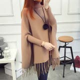 上品さのあるタートルネックニットポンチョ フリンジ セーター | maison de LATIR | 詳細画像3 