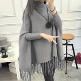 上品さのあるタートルネックニットポンチョ フリンジ セーター | maison de LATIR | 詳細画像25 