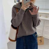 ダークグレー | ルーズ感が可愛い襟付きジップニットカーディガン 韓国 夏 | maison de LATIR
