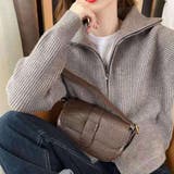 グレー | ルーズ感が可愛い襟付きジップニットカーディガン 韓国 夏 | maison de LATIR