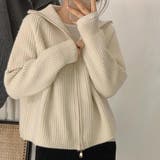 ホワイト | ルーズ感が可愛い襟付きジップニットカーディガン 韓国 夏 | maison de LATIR