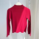 レッド | もっちり肌触り着回し力抜群なボトルネックニットトップス 冬 無地 | maison de LATIR